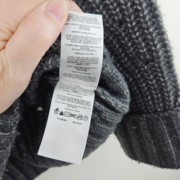 COLUMBIA Cable Knit Sweater Mens XS Oversized Fisherman Gray Wool Blend NICE - Picture 6 of 14